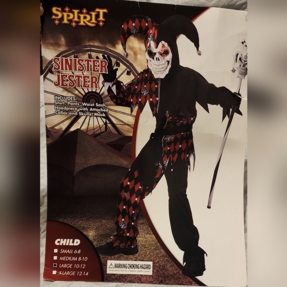 Kid's Spirit Halloween Sinister‎ Jester Costume - Size Large 10/12 - Picture 2 of 11